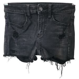 American Eagle Outfitters Next Level Stretch Black Raw Hem Shorts Size 0